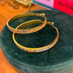 Gold hoops, 2in diameter, Portuguese tile design
